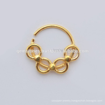 Wholesale Septum Jewelry Suppliers, Handmade Gold Plated 925 Sterling Silver Septum Nose Ring